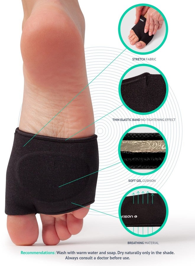Brison Podiatrist-Designed Metatarsal Pads for Women & Men - Ball of Foot Cushions for Pain Relief Metatarsalgia Morton's Neuroma Calluses 1 Pair (Black, M/S) - Image 3
